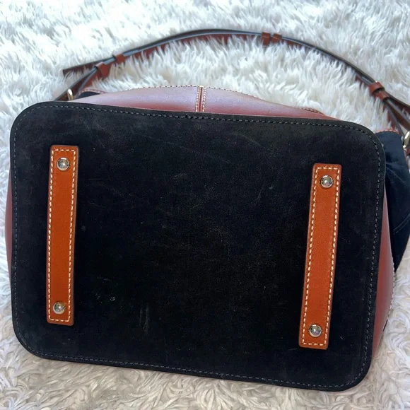 Dooney & Bourke Black and Brown Suede Bucket Bag - Picture 3 of 6